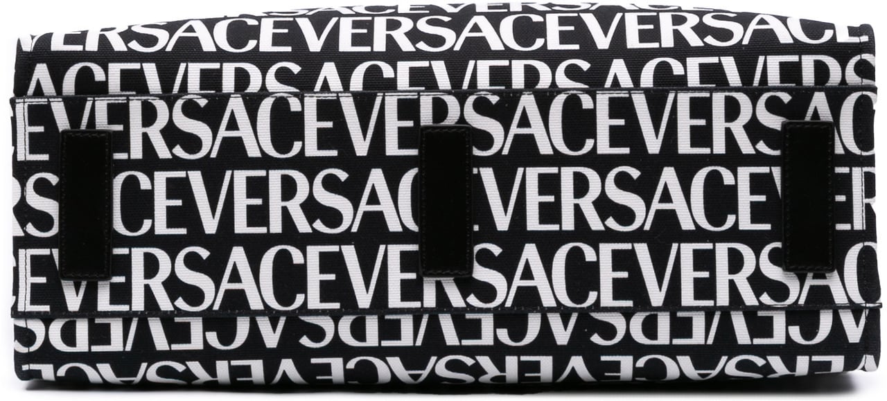 Versace Canvas Logo Print Tote Zwart