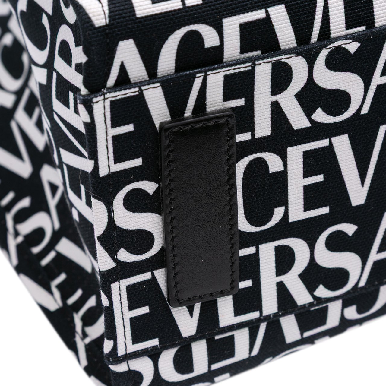 Versace Canvas Logo Print Tote Zwart