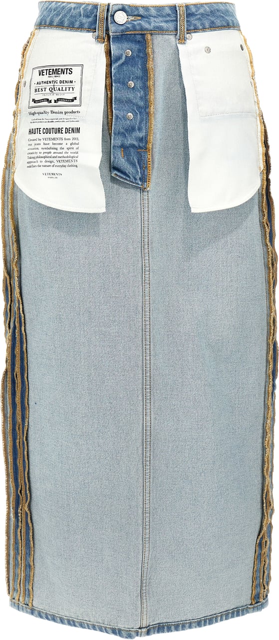 Vetements Blue Cotton Mini Skirt Blauw