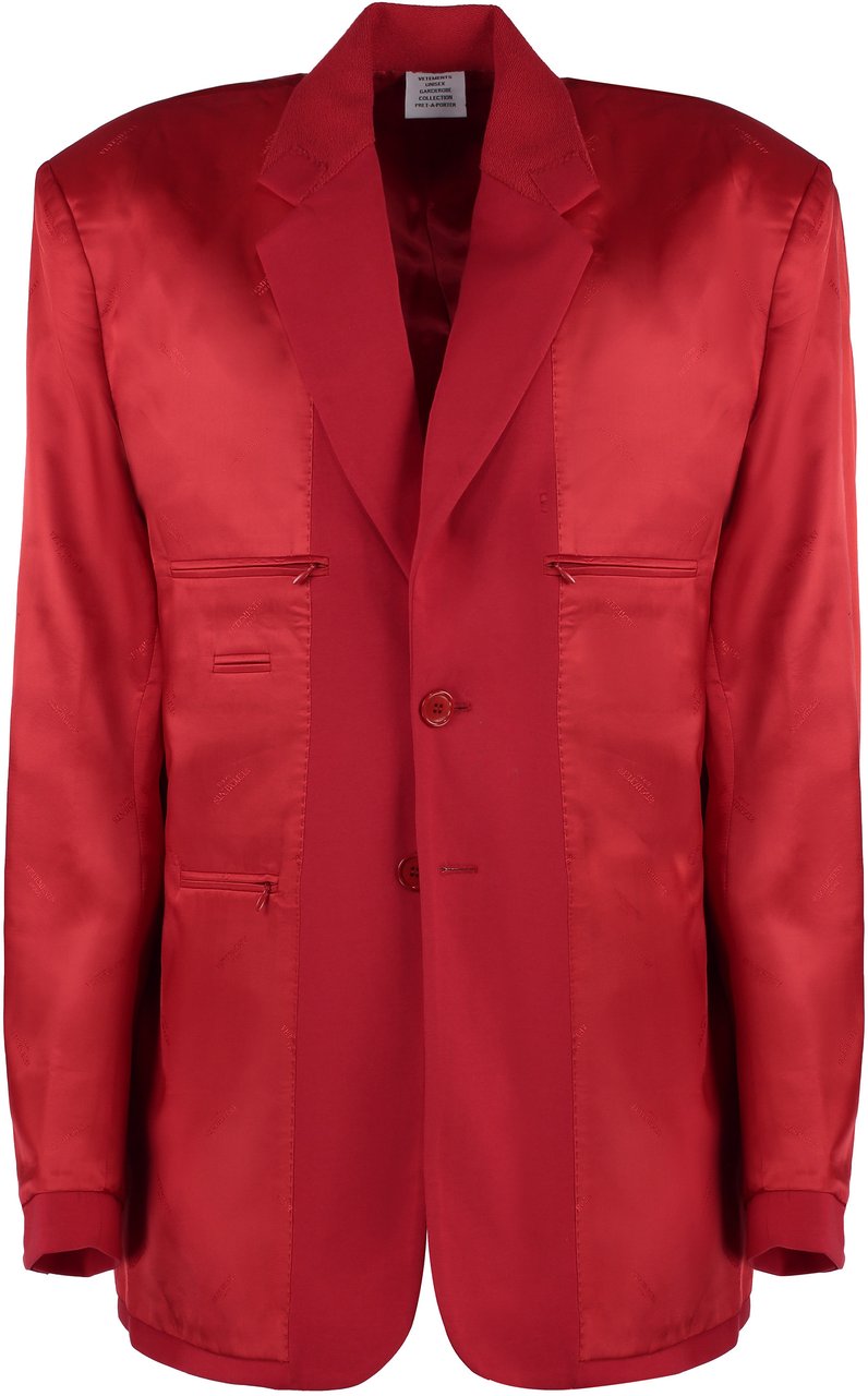 Vetements Cotton blend jacquard blazer Rood