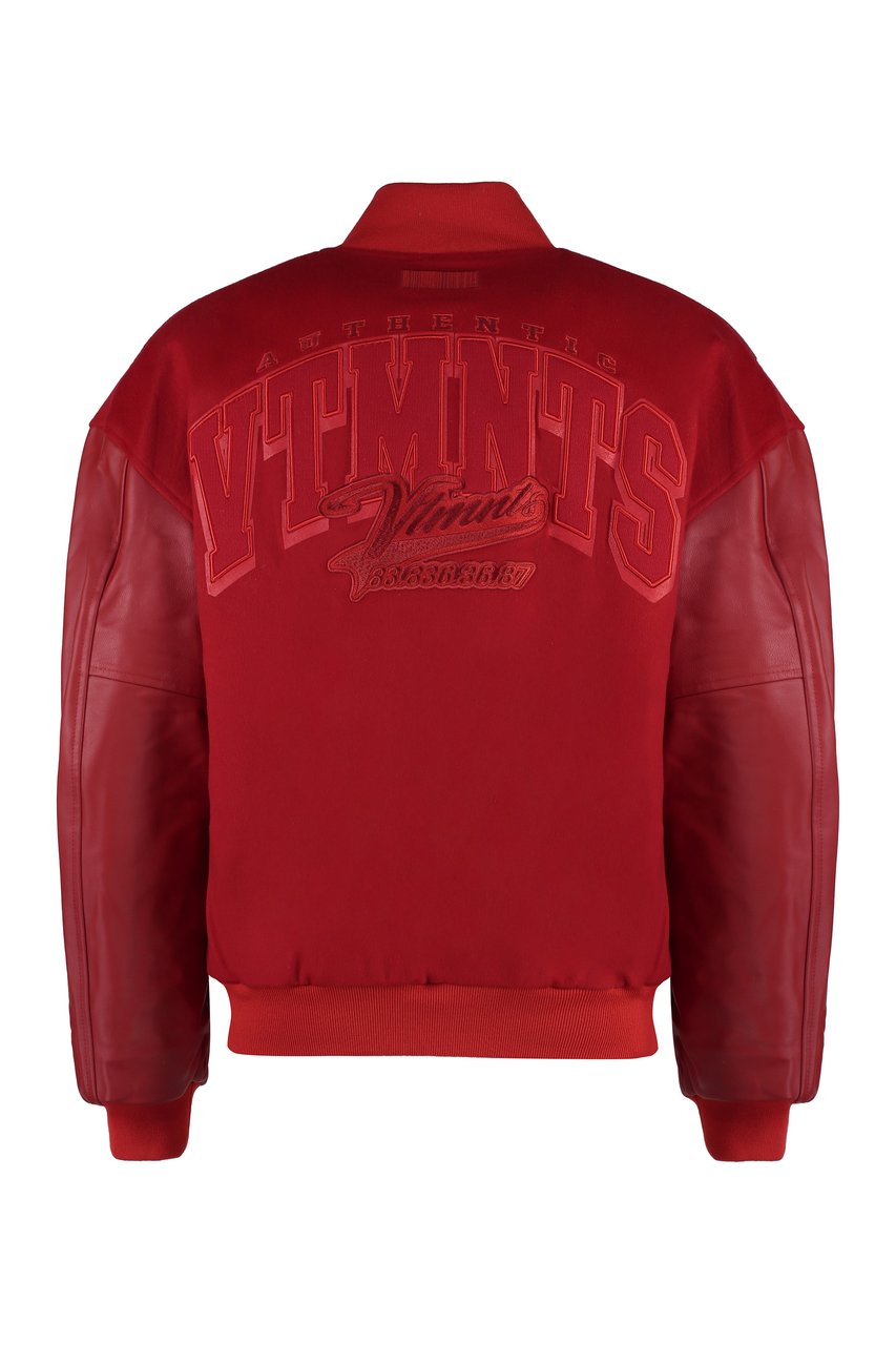 Vetements Leather sleeves bomber jacket Rood