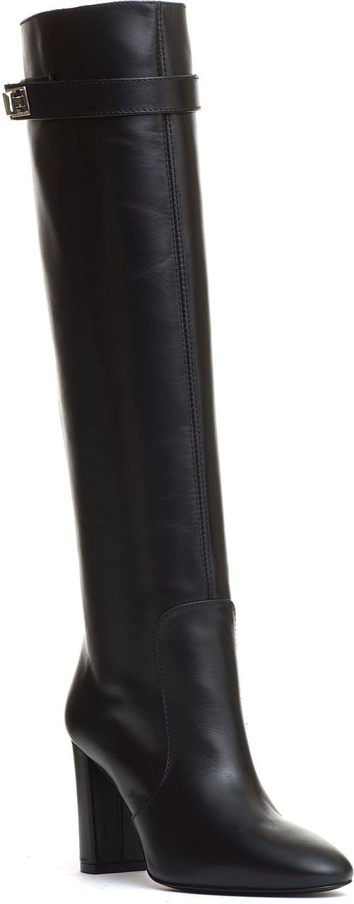 Via Roma 15 Stivale Pelle Nera Tacco 90 Mm Zwart