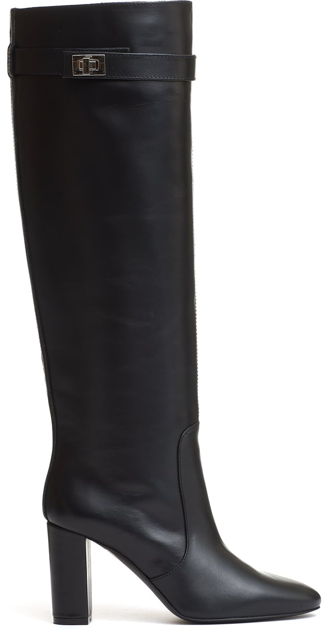 Via Roma 15 Stivale Pelle Nera Tacco 90 Mm Zwart