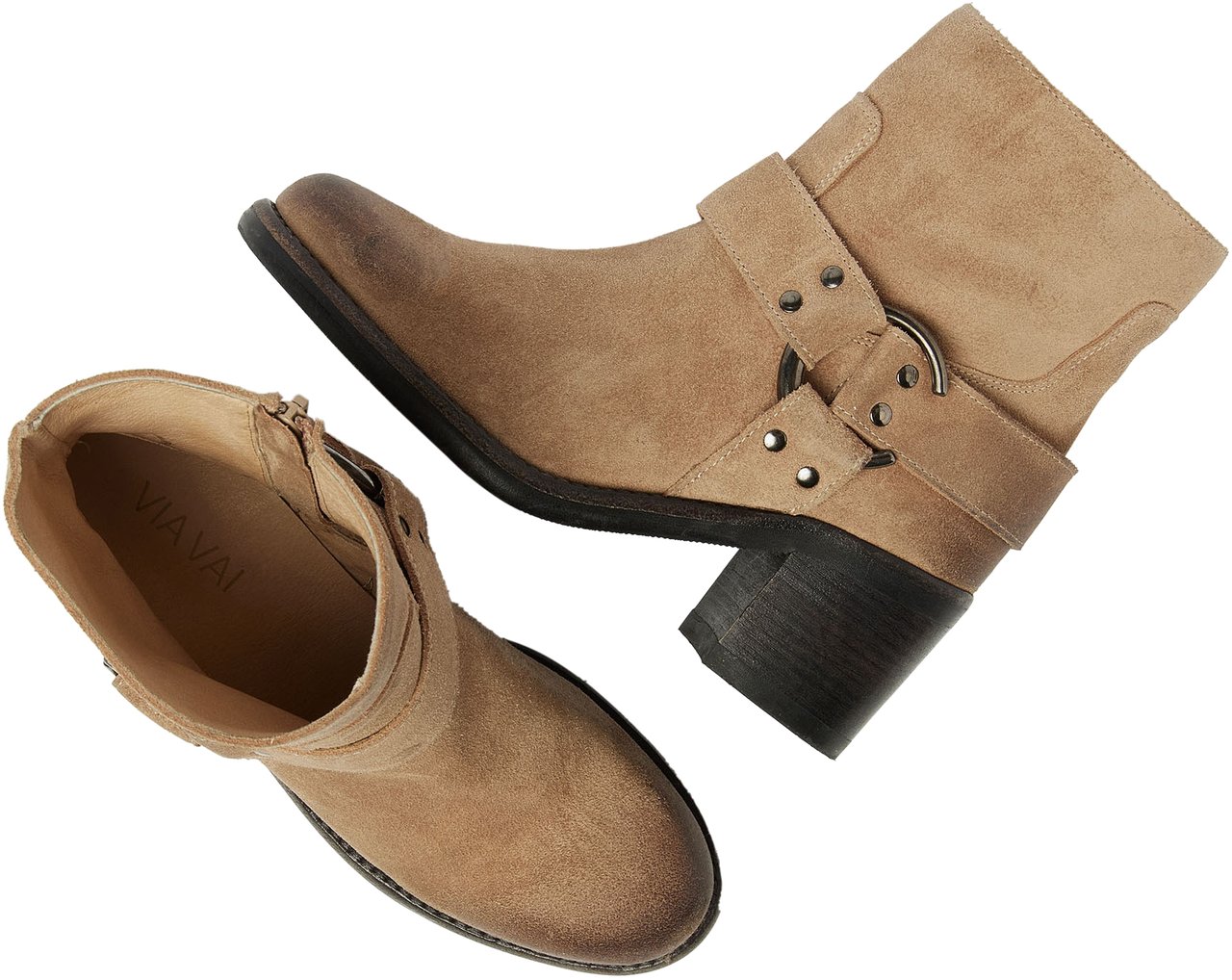 VIA VAI Flo Baker Enkellaarsjes Beige