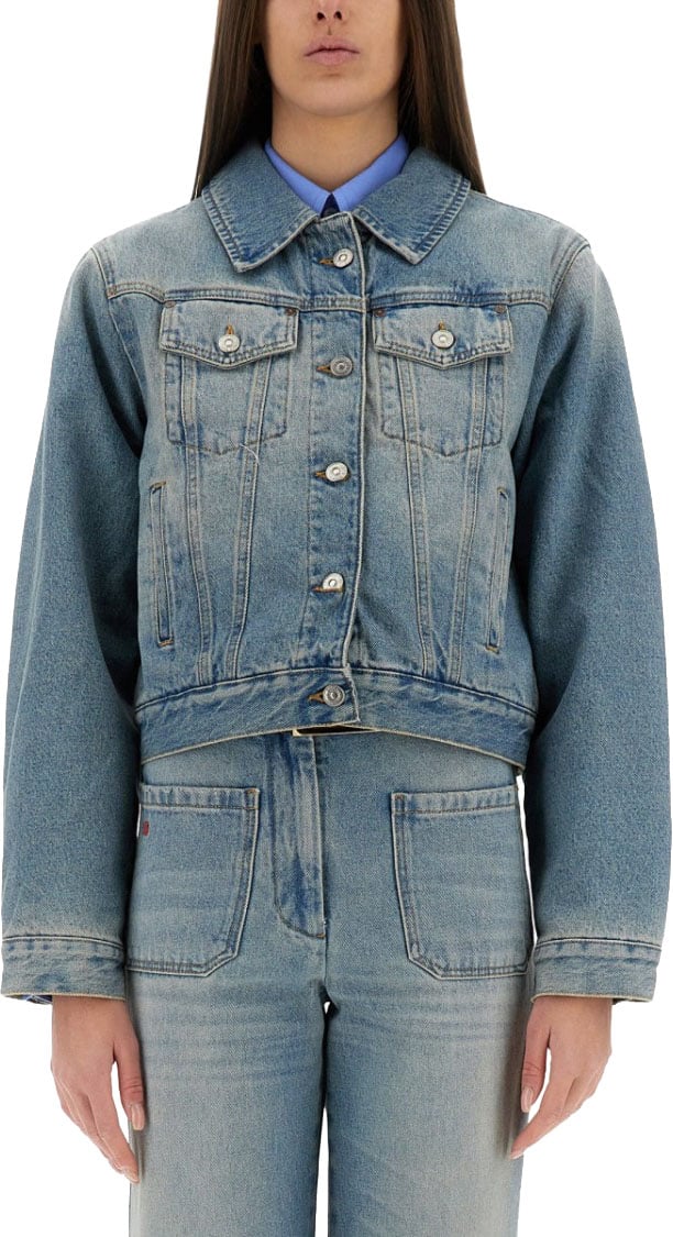 Victoria Beckham Padded Denim Jacket Blauw