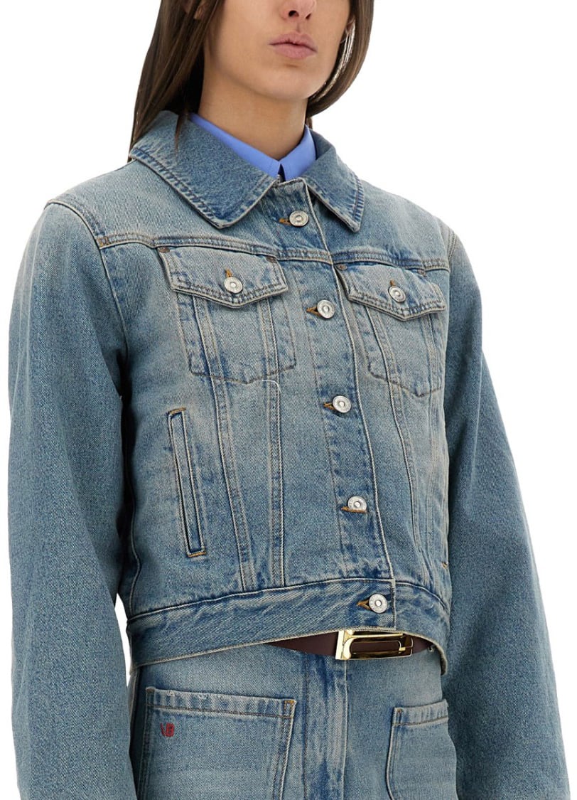 Victoria Beckham Padded Denim Jacket Blauw