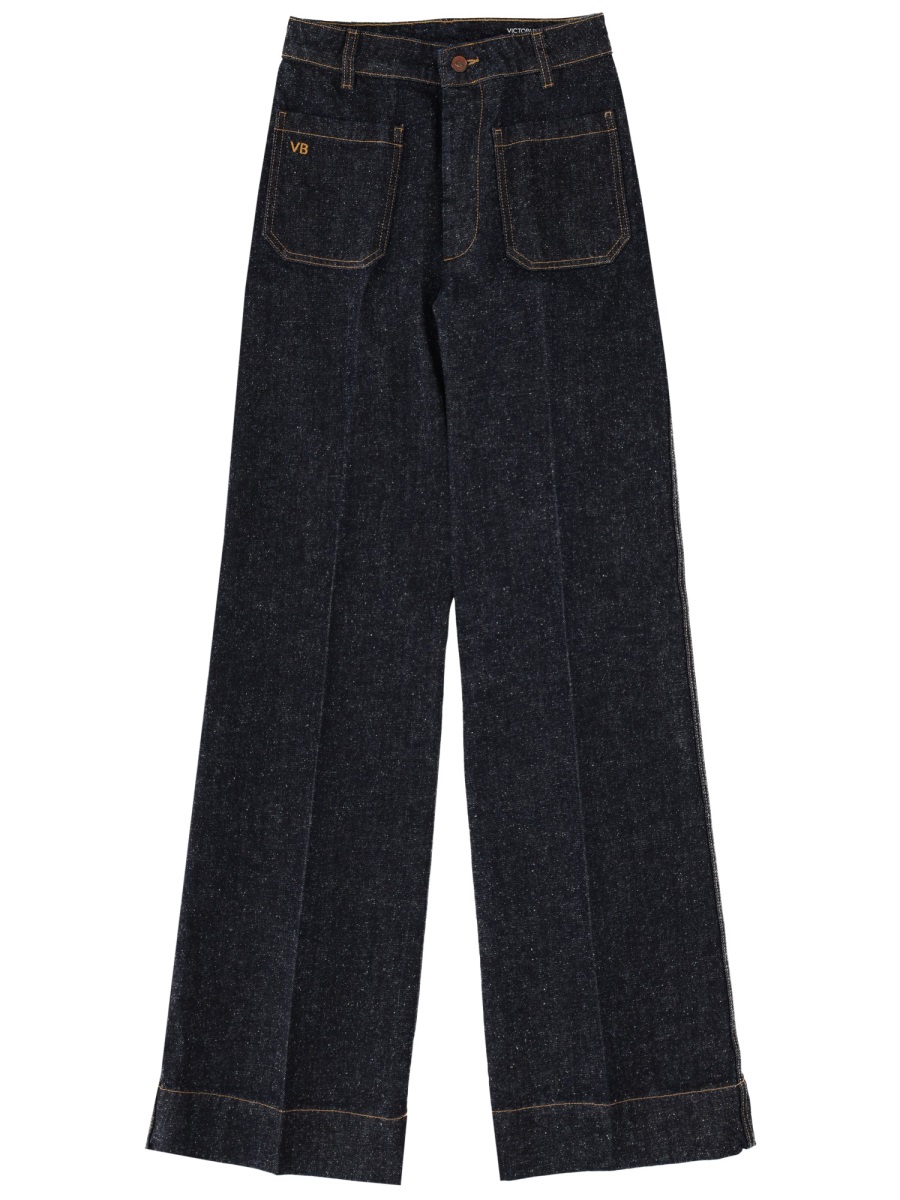 Victoria Beckham Alina Cotton Wide-Leg Jeans Zwart