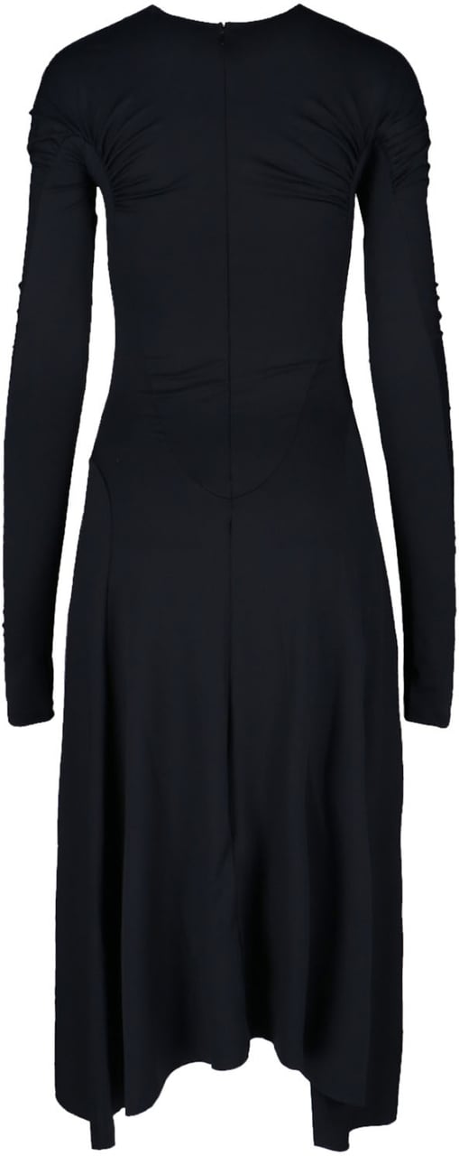 Victoria Beckham Asymmetrical Midi Dress Zwart
