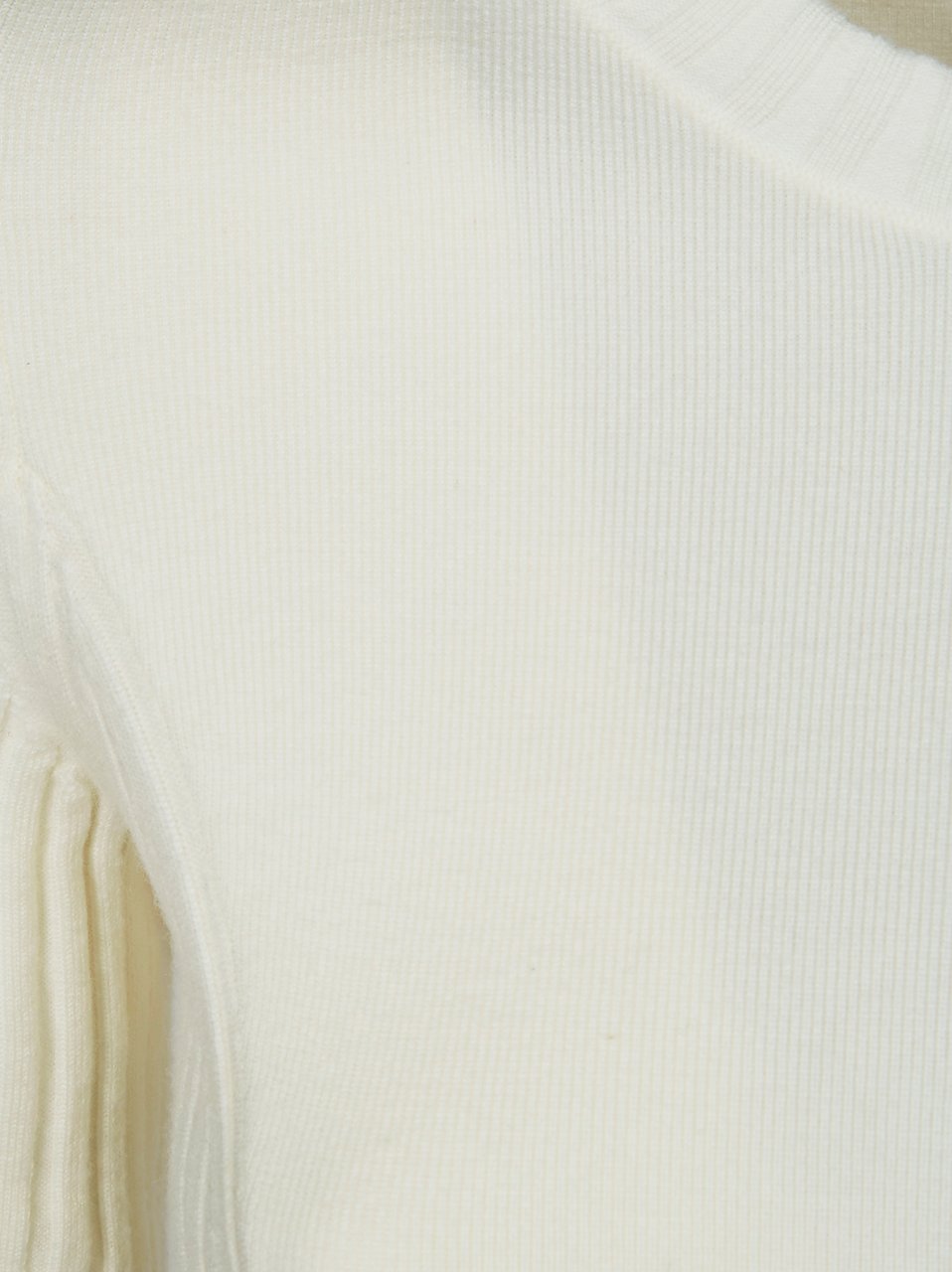 Victoria Beckham White Ribbed Fitted Long Sleeve T-Shirt Wit