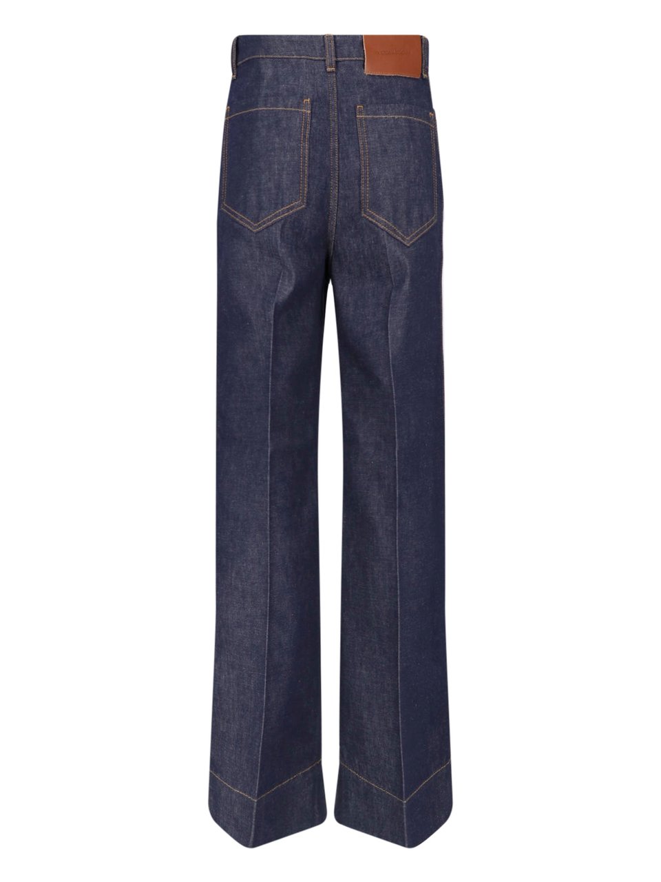 Victoria Beckham Wide-Leg High-Waisted Jeans with Contrast Stitching Blauw