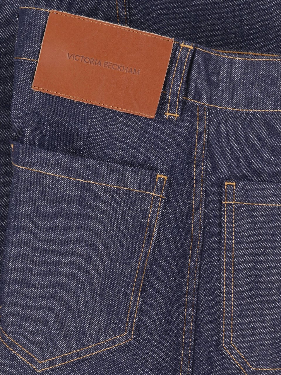 Victoria Beckham Wide-Leg High-Waisted Jeans with Contrast Stitching Blauw