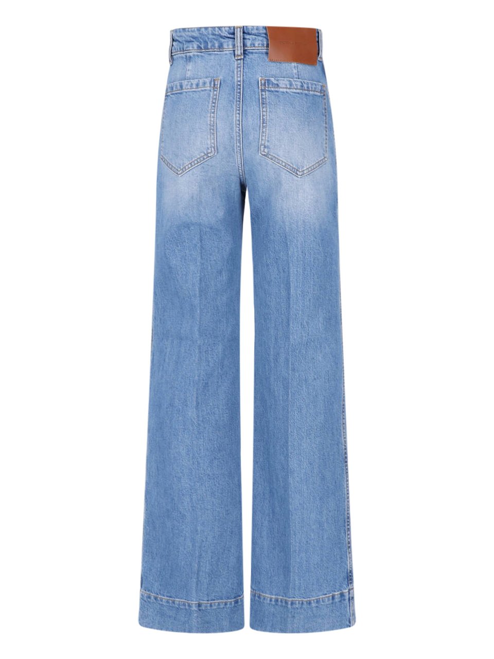 Victoria Beckham Wide-Leg High-Waisted Jeans with Logo Detail Blauw
