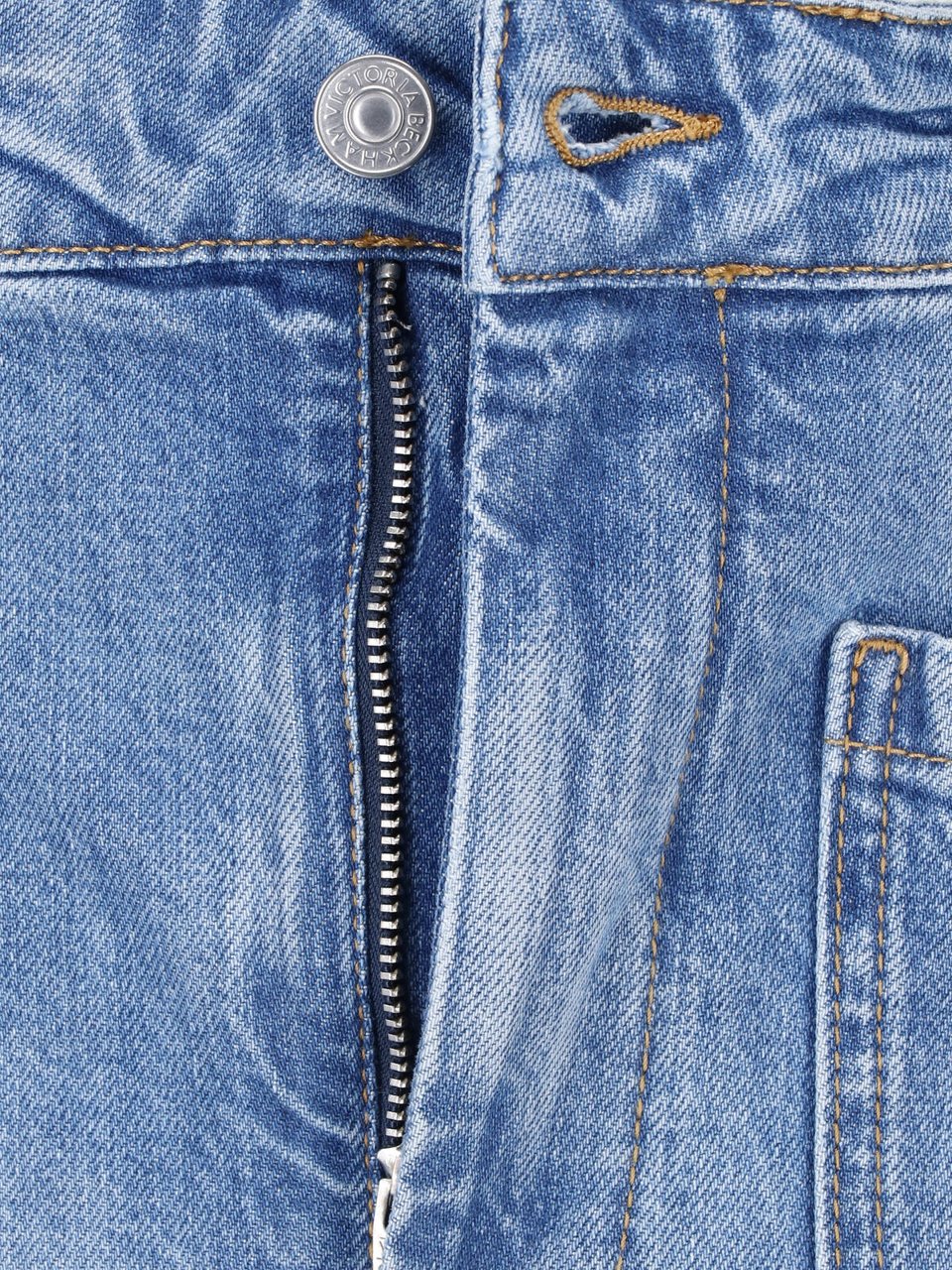 Victoria Beckham Wide-Leg High-Waisted Jeans with Logo Detail Blauw
