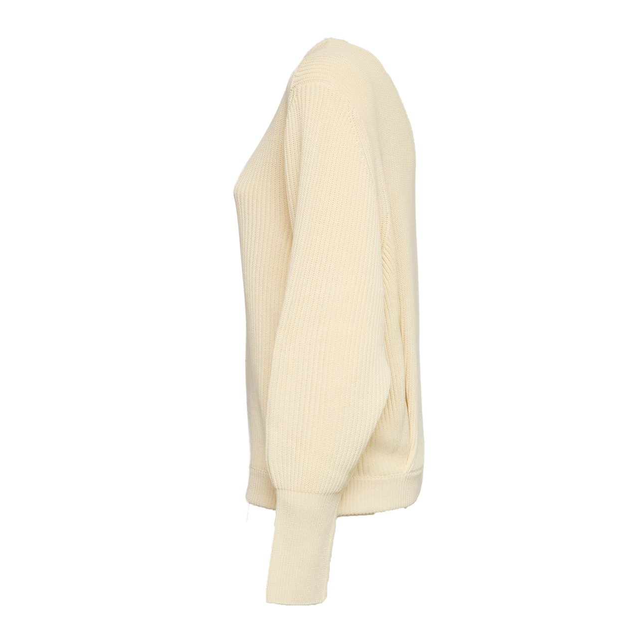 Victoria Beckham Crewneck Ribbed Knit Regular Sweater Neutraal