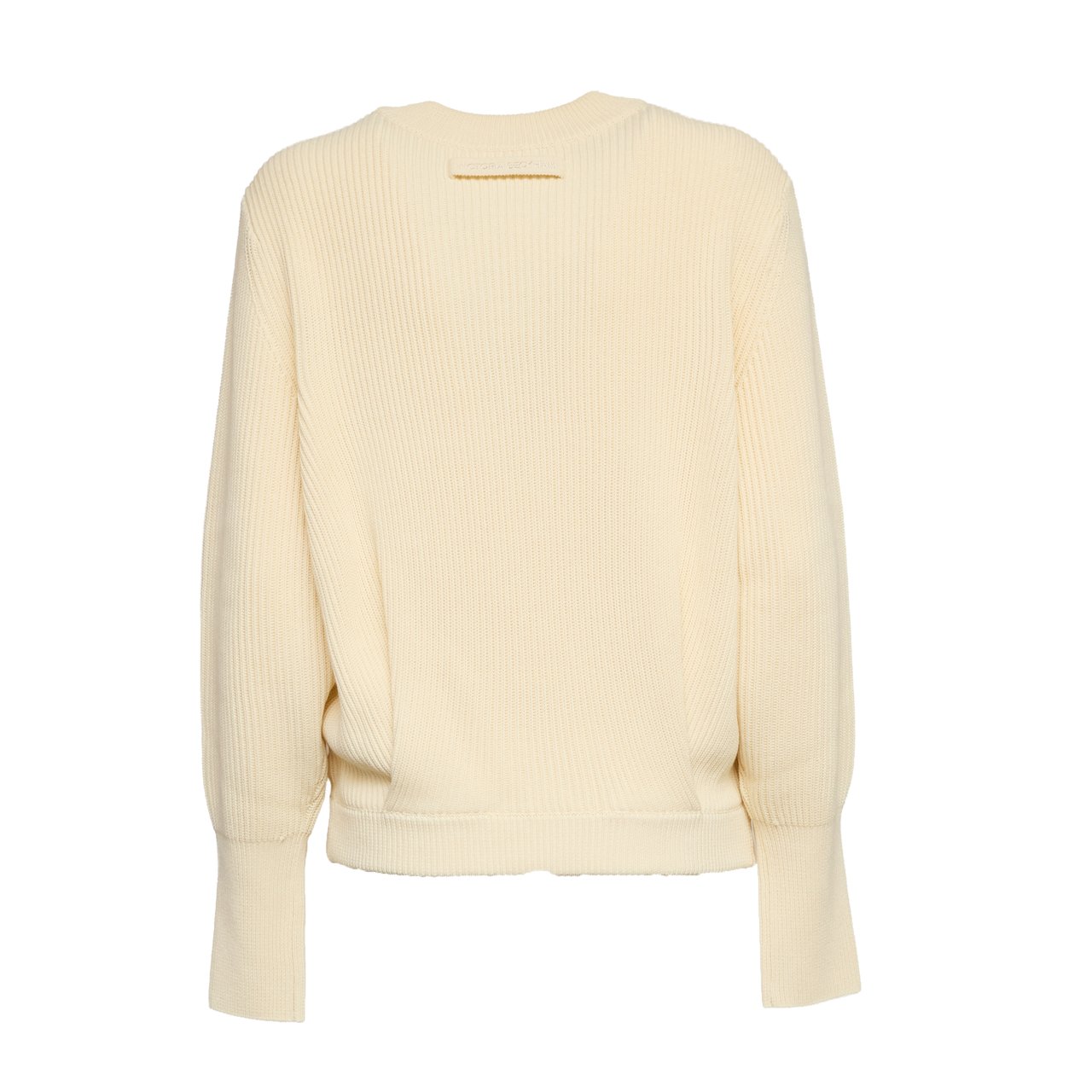 Victoria Beckham Crewneck Ribbed Knit Regular Sweater Neutraal