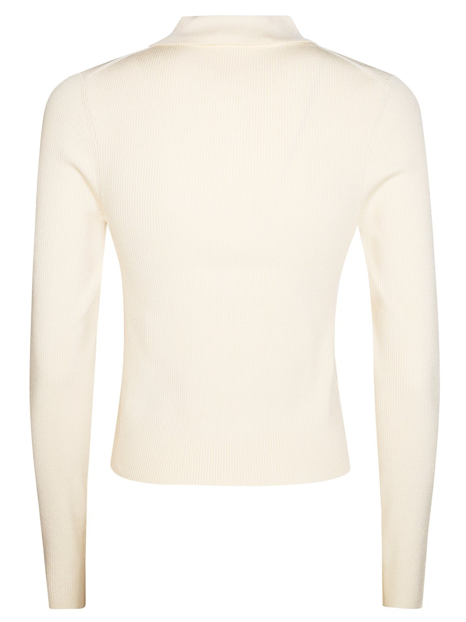 Victoria Beckham Ribbed Knit Fitted Polo Shirt Neutraal