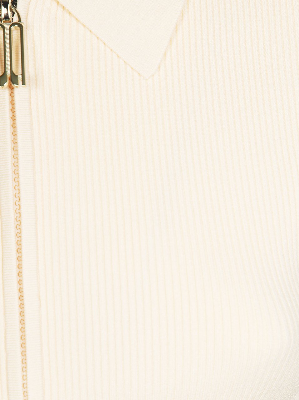 Victoria Beckham Ribbed Knit Fitted Polo Shirt Neutraal