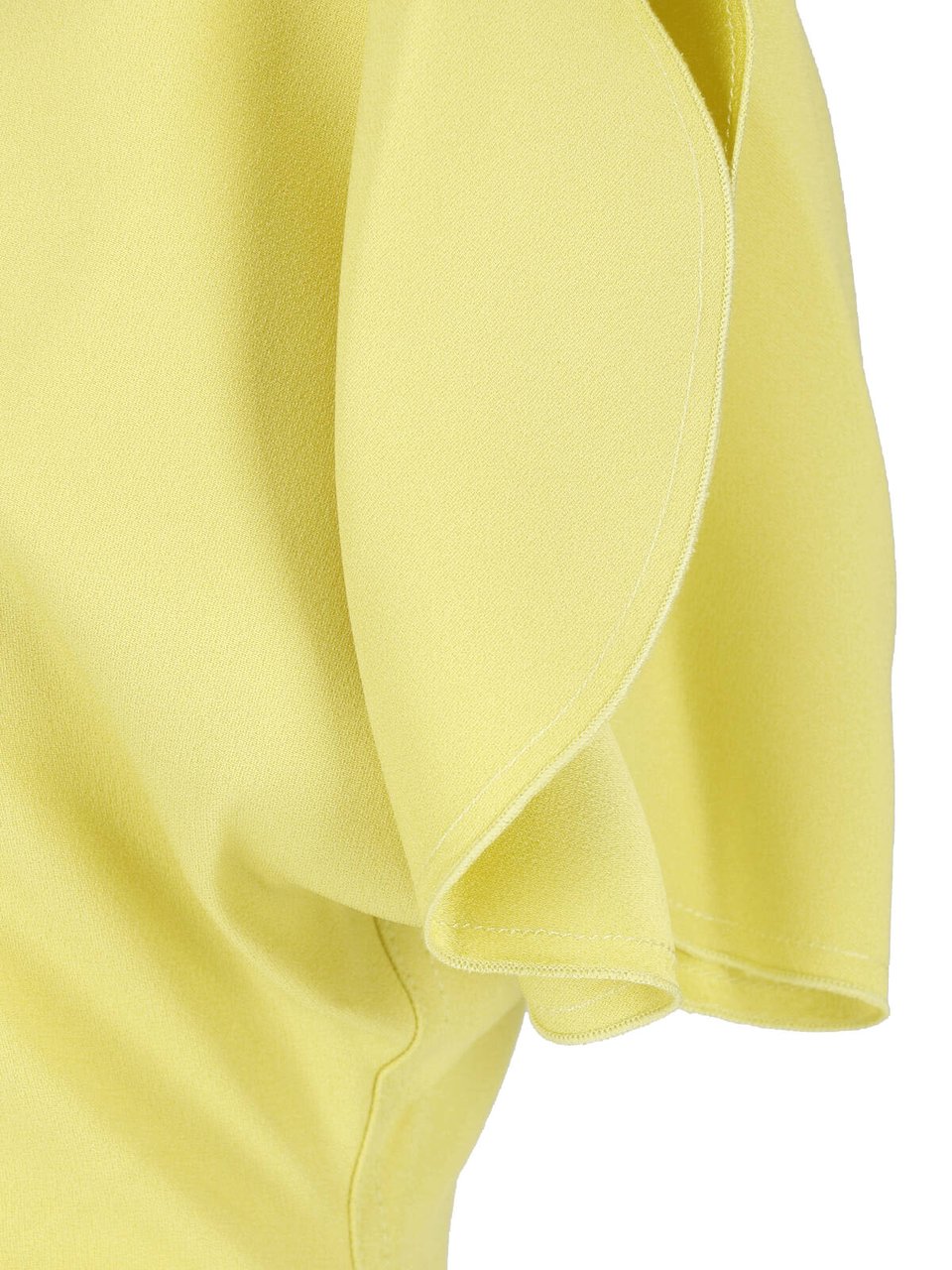 Victoria Beckham Soft Drape Midi Dress with Flutter Sleeves Geel