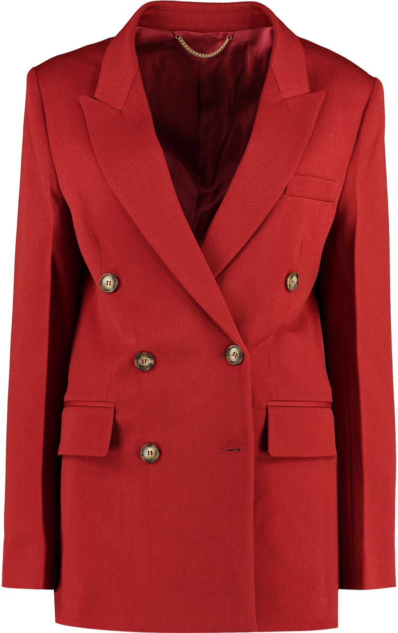 Victoria Beckham Double-breasted wool blazer Rood