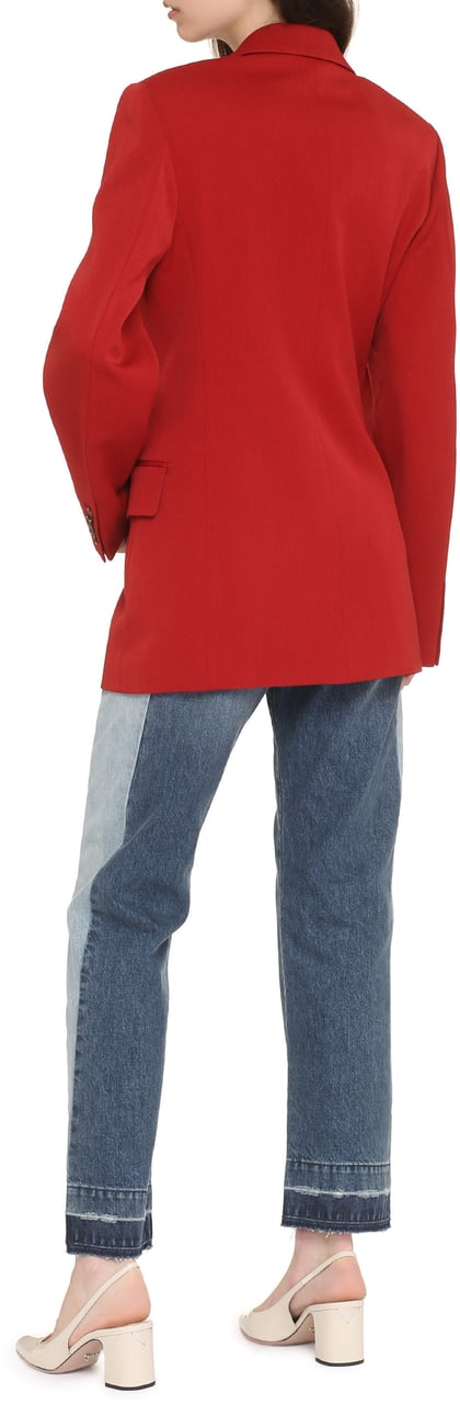 Victoria Beckham Double-breasted wool blazer Rood