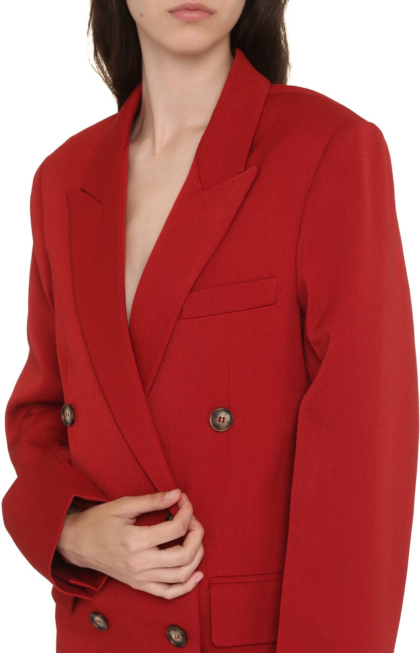 Victoria Beckham Double-breasted wool blazer Rood