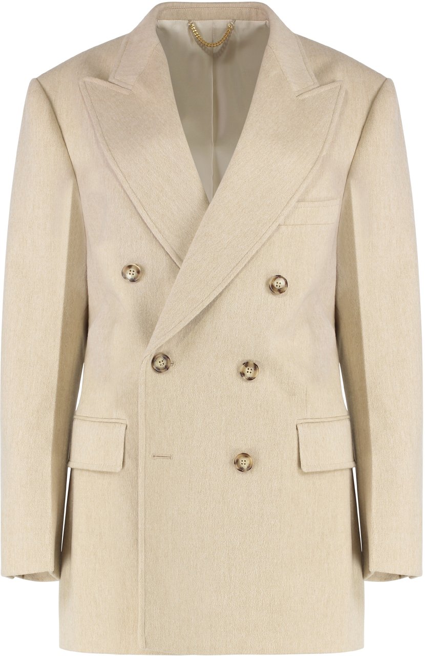 Victoria Beckham Double-breasted knit jacket Neutraal