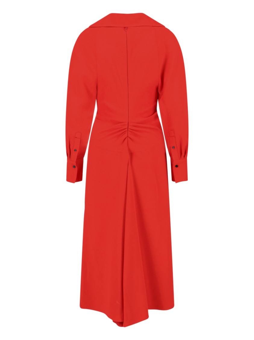 Victoria Beckham Shirt Midi Dress Red Rood