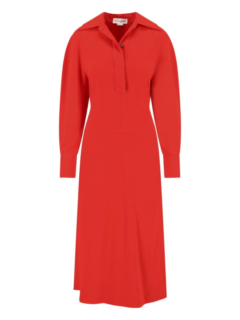Victoria Beckham Shirt Midi Dress Red Rood