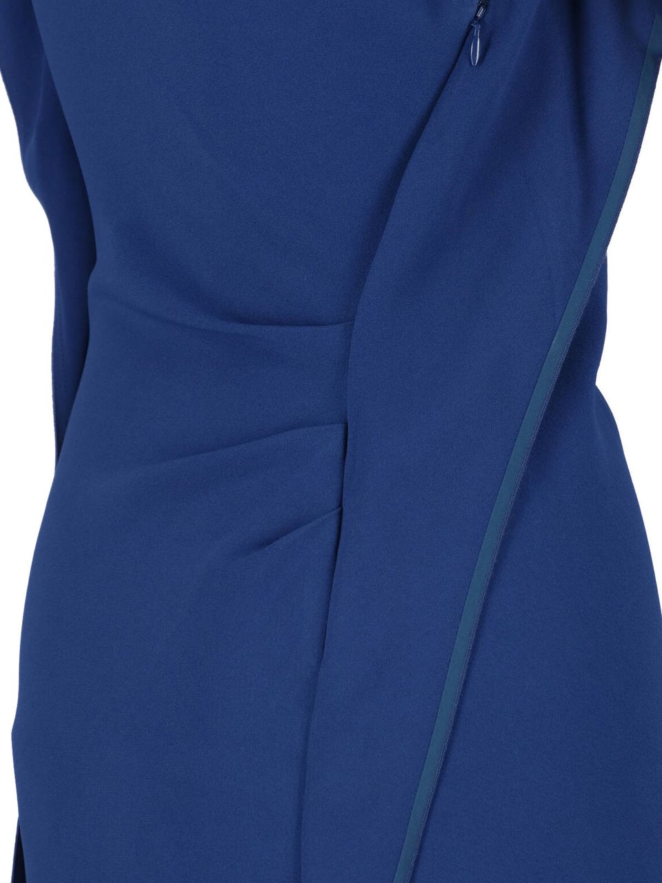 Victoria Beckham Sleek Blue Midi Dress with Structured Silhouette Blauw