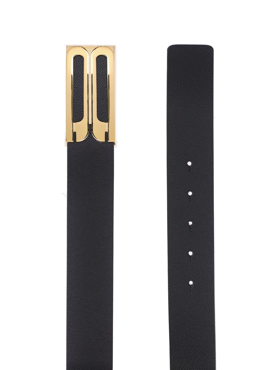 Victoria Beckham Black Jumbo Frame Crocodile-Embossed Leather Belt Zwart