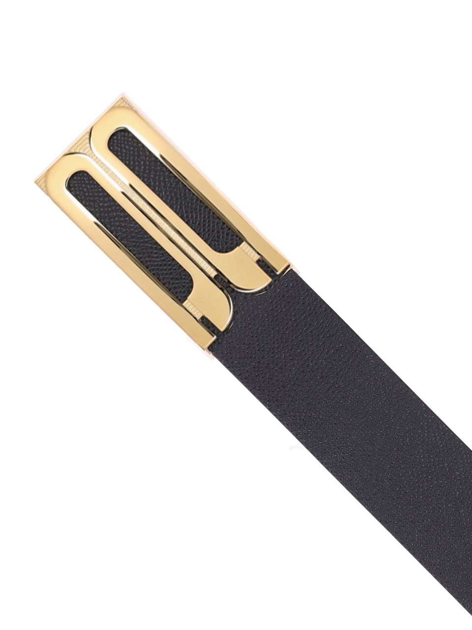 Victoria Beckham Black Jumbo Frame Crocodile-Embossed Leather Belt Zwart