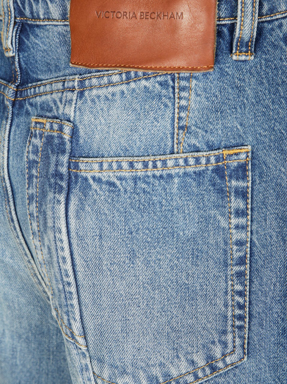 Victoria Beckham Straight-Leg Blue Denim Jeans with Mid-Rise Waist Grijs