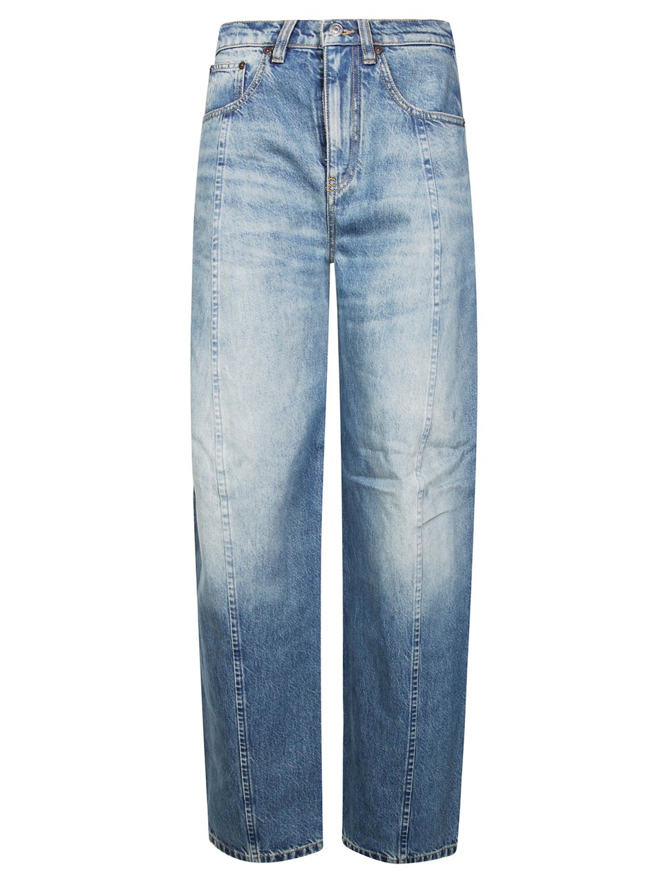 Victoria Beckham Straight-Leg Blue Denim Jeans with Mid-Rise Waist Grijs
