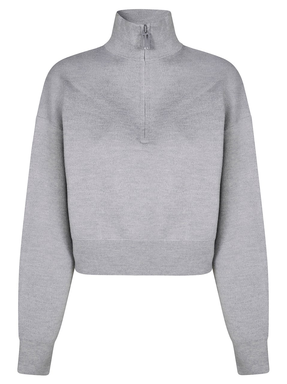 Victoria Beckham Fitted Zip-Up Top with High Collar Grijs