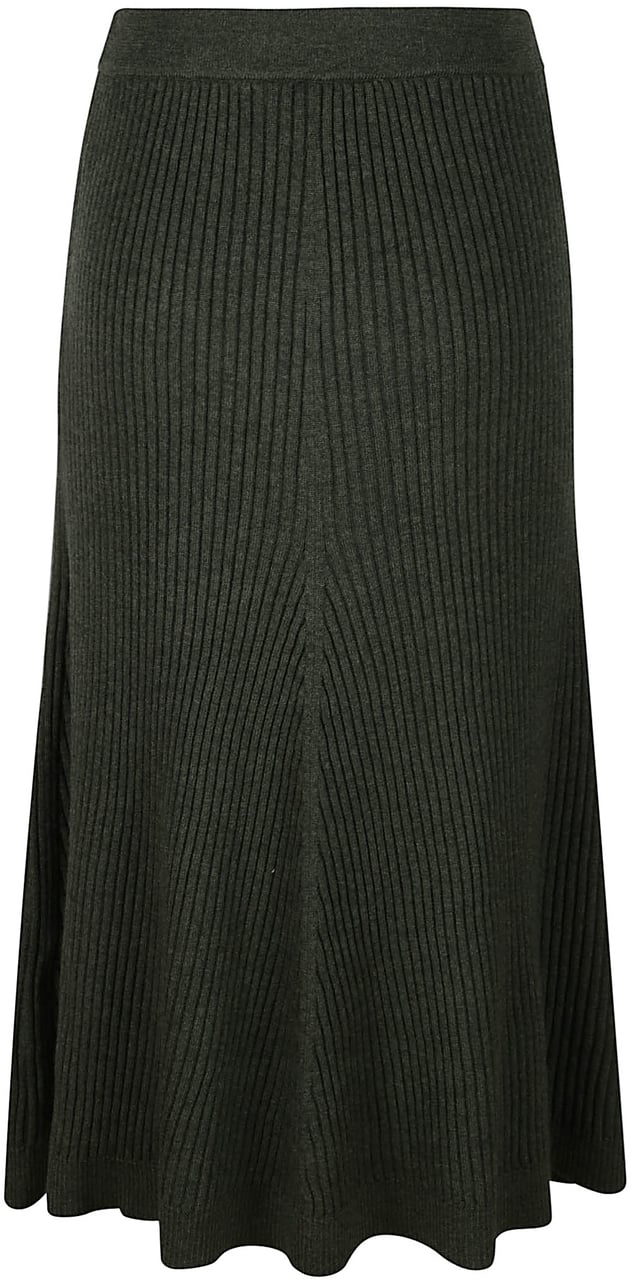 Victoria Beckham Ribbed Midi Skirt Zwart