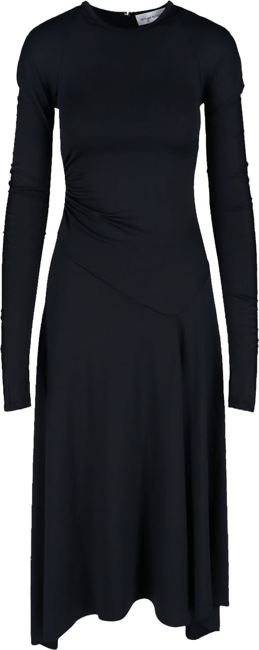 Victoria Beckham Asymmetrical Midi Dress Zwart