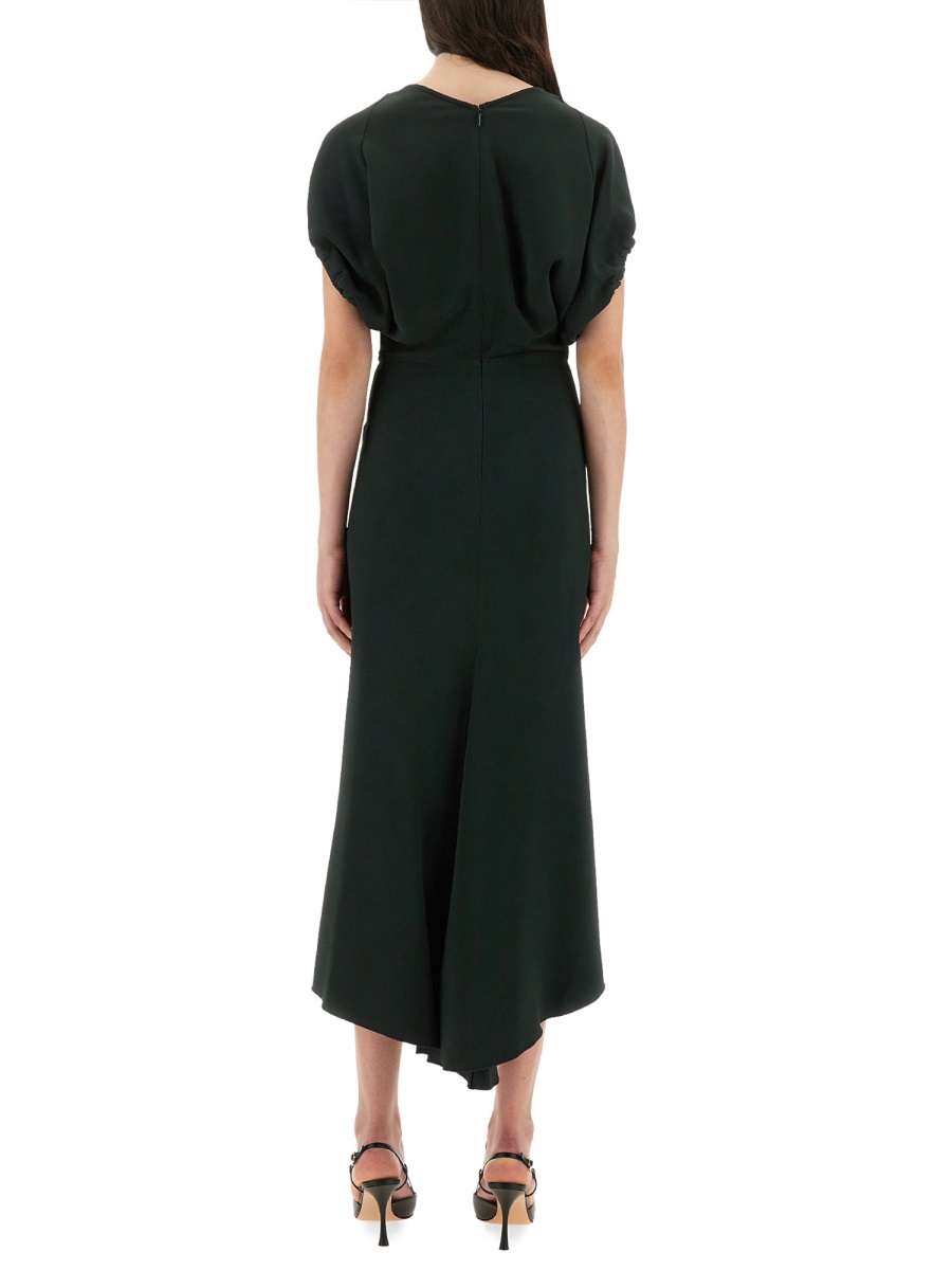 Victoria Beckham BLOUSON MIDI DRESS Groen