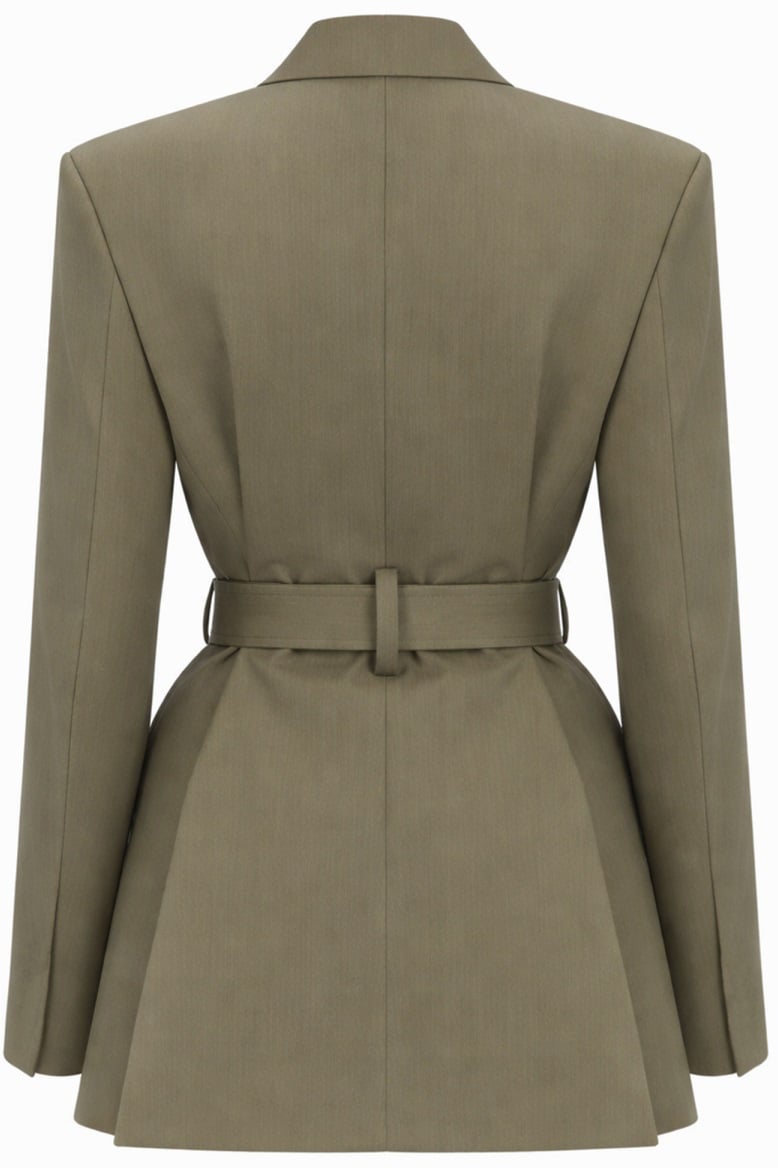 Victoria Beckham TAILORED BLAZER WITH BELT Groen