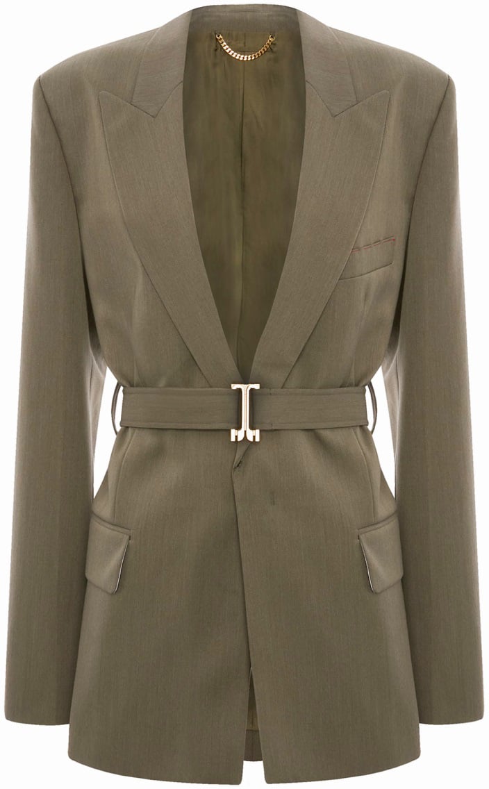 Victoria Beckham TAILORED BLAZER WITH BELT Groen