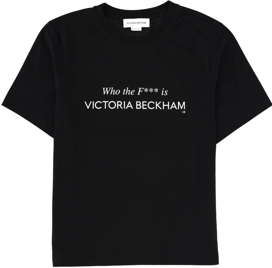 Victoria Beckham "WHO THE F*** IS VICTORIA BECKHAM" T-SHIRT. Zwart