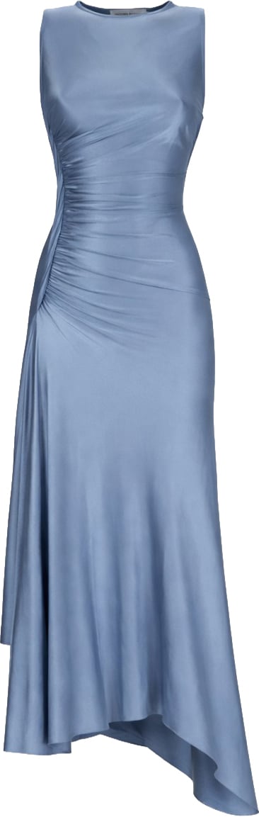 Victoria Beckham WOVEN AND DRAPED DRESS Blauw
