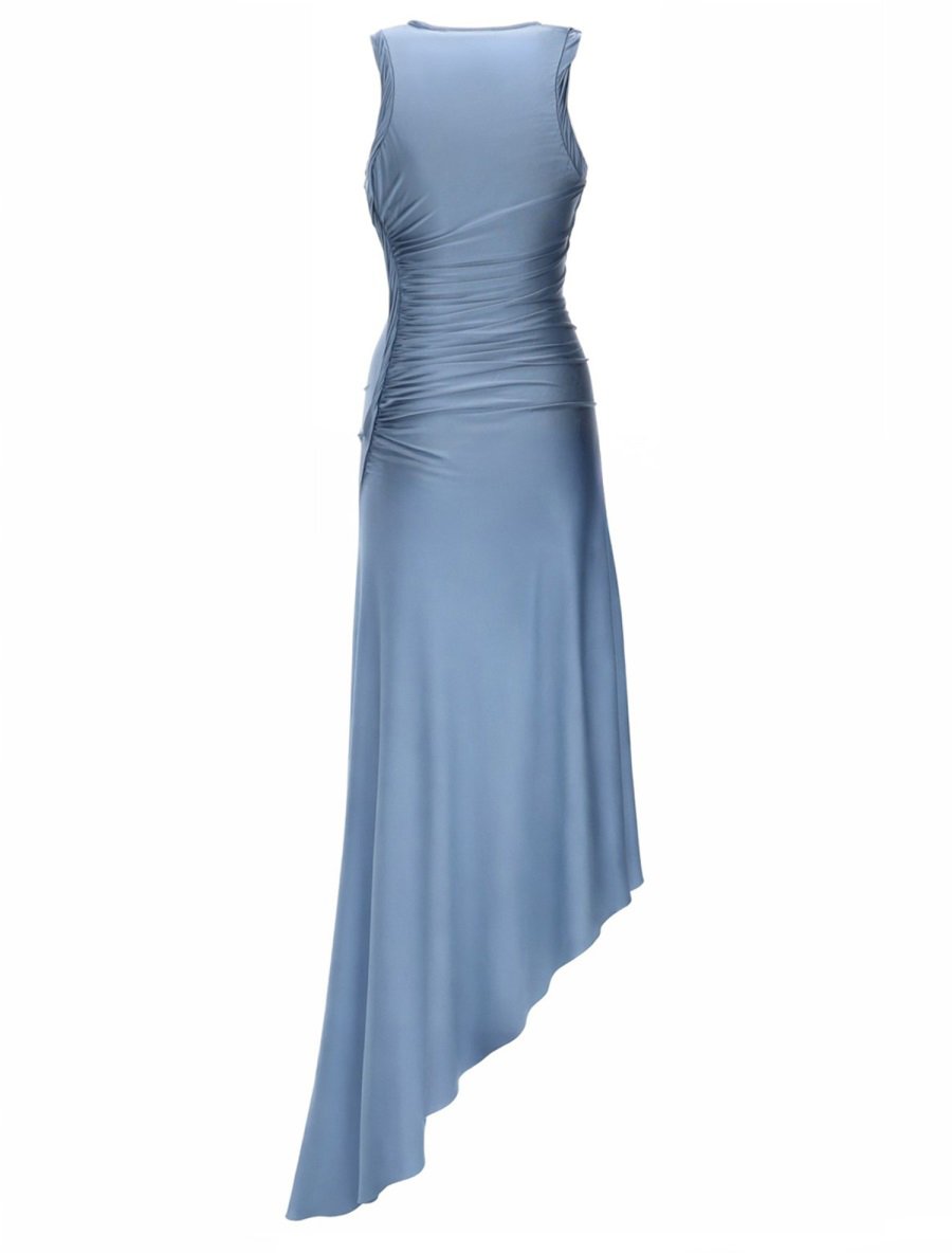 Victoria Beckham WOVEN AND DRAPED DRESS Blauw