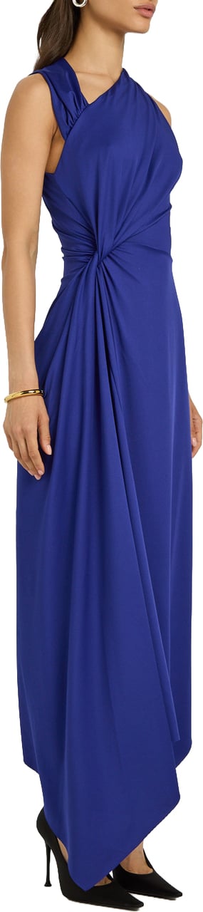 Victoria Beckham ABITO MIDI ASIMMETRICO Blauw