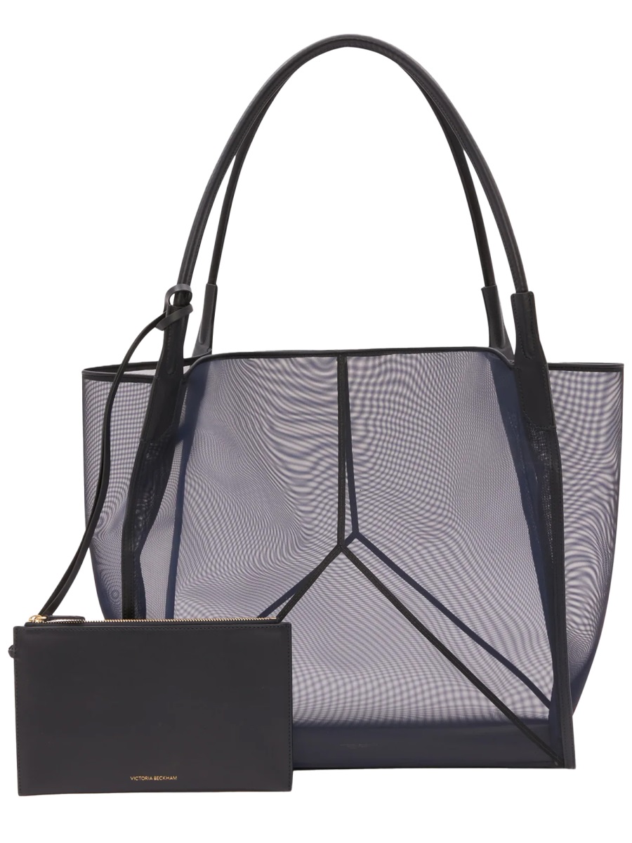 Victoria Beckham Black Victoria Mesh Panel Polyamide Tote Bag Grijs