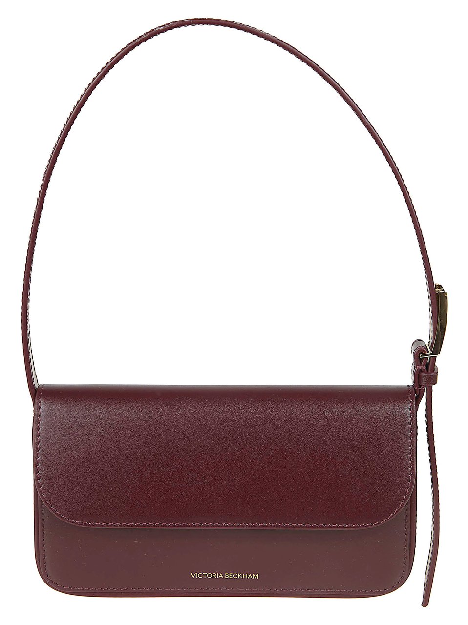 Victoria Beckham Structured Shoulder Bag in Smooth Burgundy Calf Leather Maroon