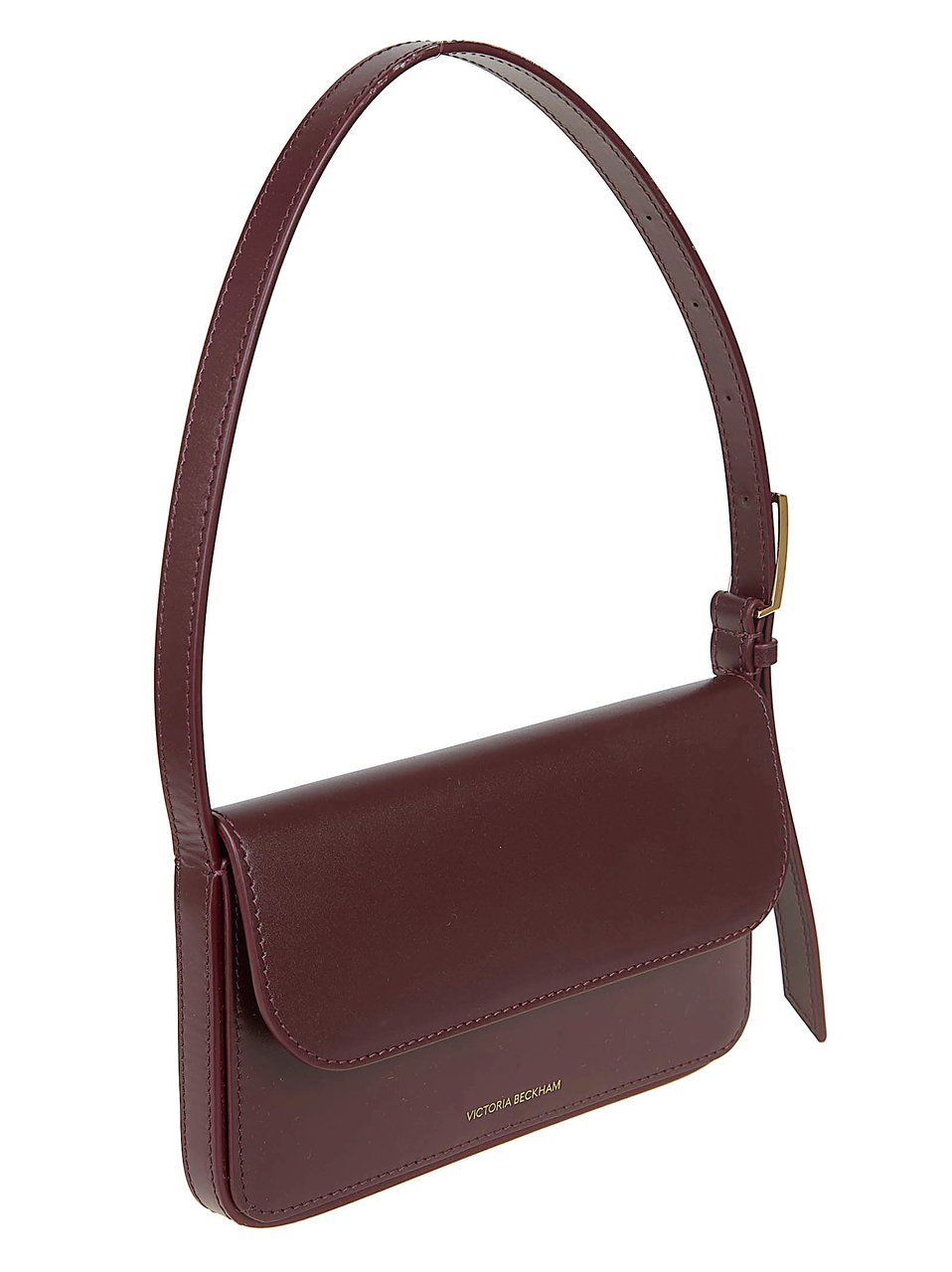 Victoria Beckham Structured Shoulder Bag in Smooth Burgundy Calf Leather Maroon