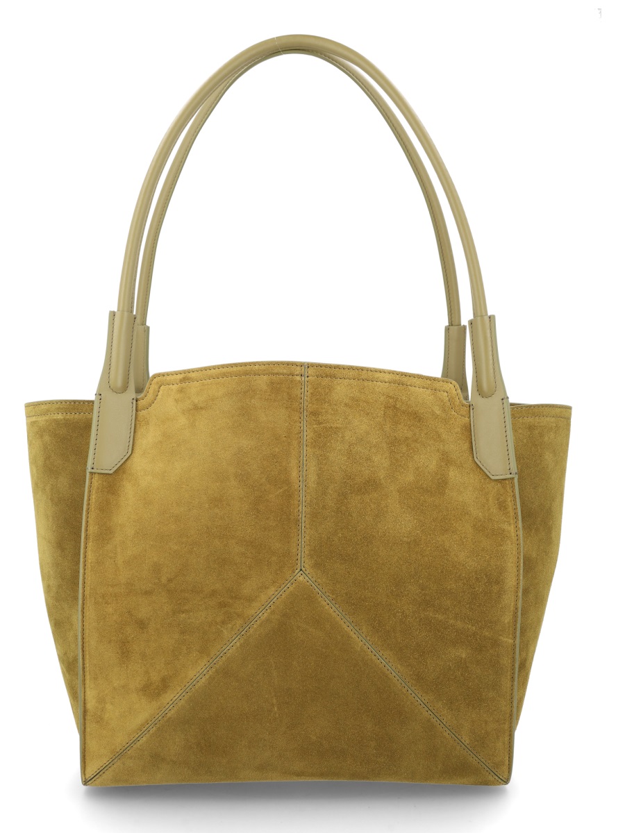 Victoria Beckham Suede Victoria Geometric Panel Shoulder Bag Bruin