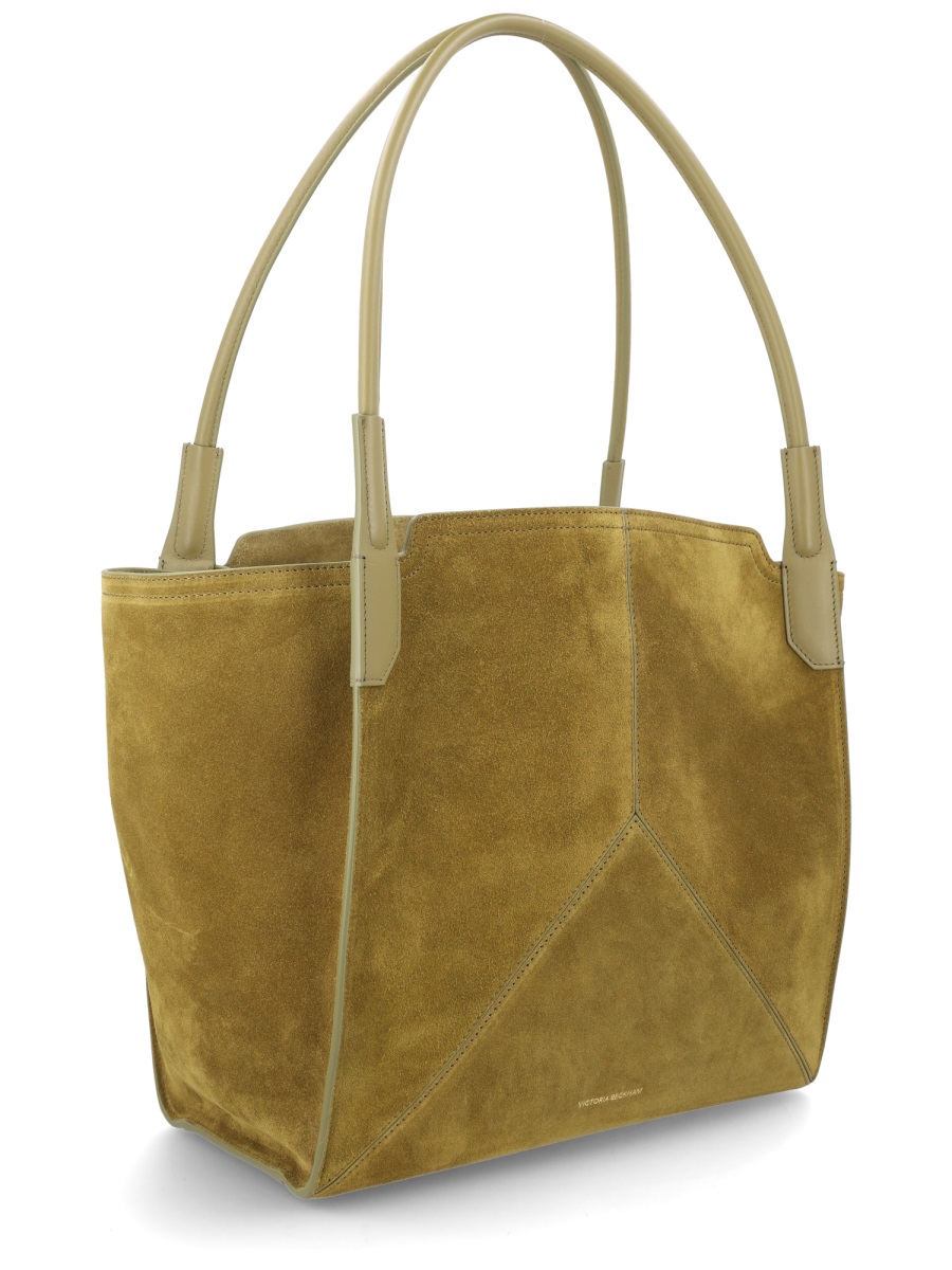 Victoria Beckham Suede Victoria Geometric Panel Shoulder Bag Bruin