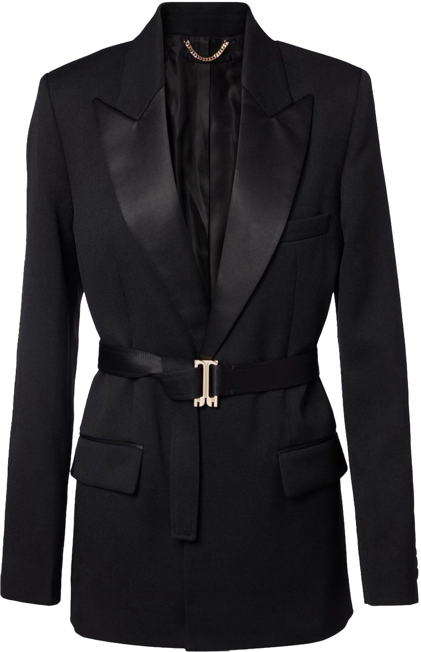 Victoria Beckham Getailleerd jasje met riem, zwart Zwart