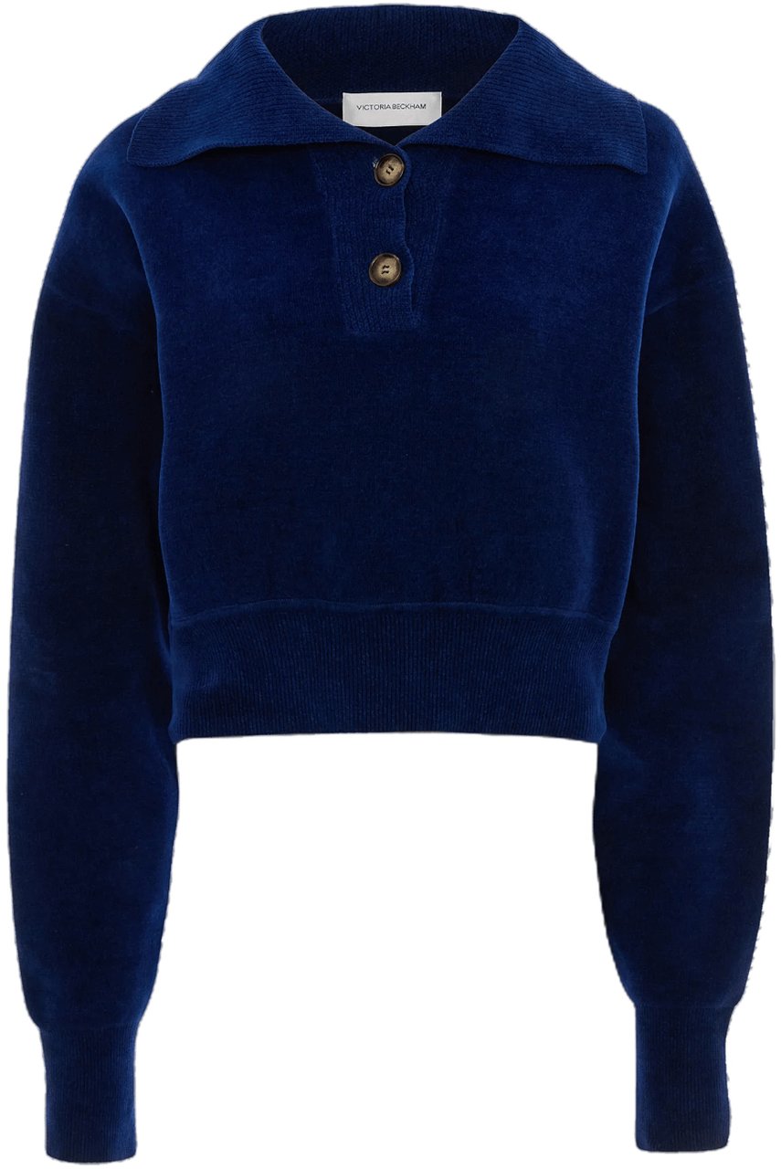 Victoria Beckham KORTE TRUI MET KRAAG FEL MARINEBLAUW Navy
